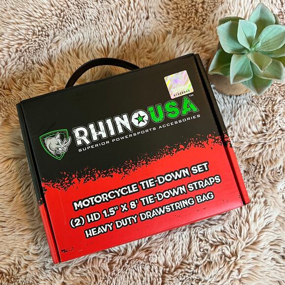 Rhino USA Motorcycle Tie-Down Set 2 HD 1.5" x 8' Tie-Down Straps with Bag - Picture 1 of 10